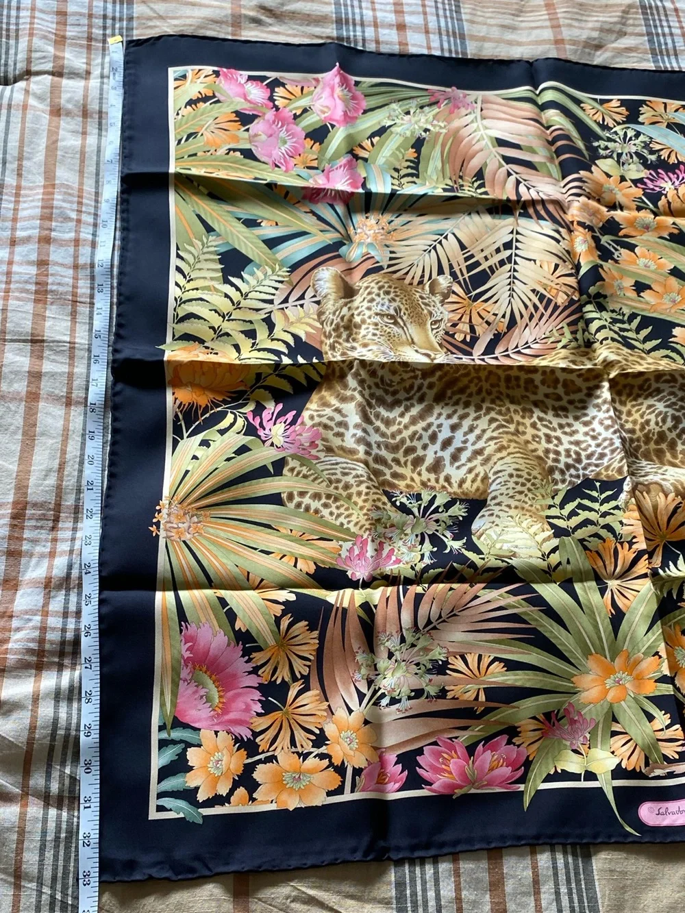 Salvatore Ferragamo Leopard Jungle Floral Silk Scarf